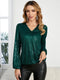 Camille | Elegante Pailletten Blouse met V-hals en Ballonmouwen