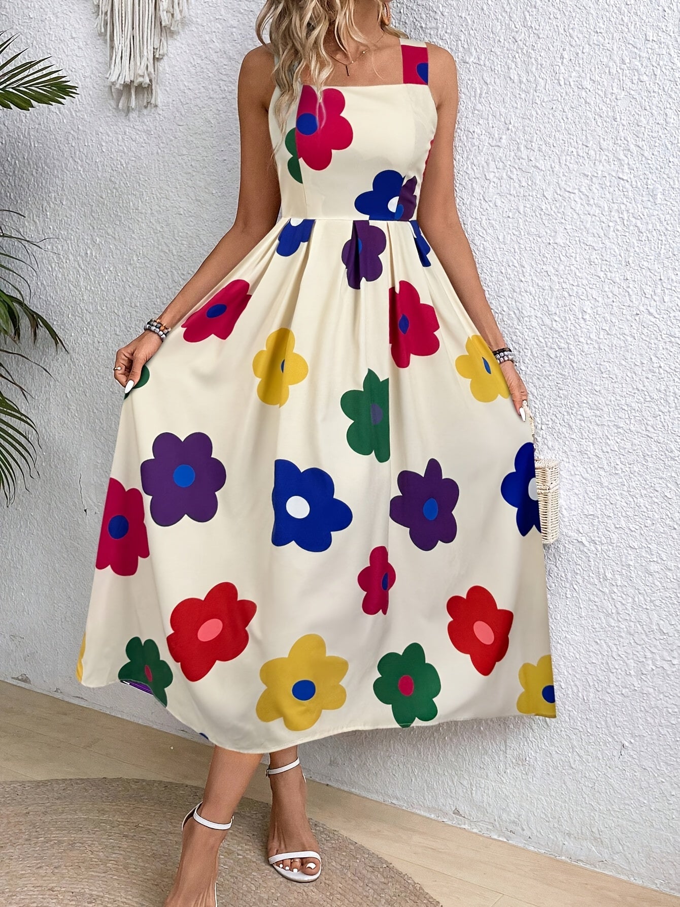 Caroline | Vrouwelijke Bloemen Midi Jurk