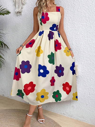 Caroline | Vrouwelijke Bloemen Midi Jurk