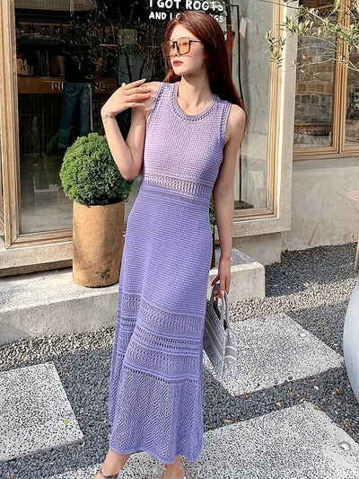 Cassy | Elegante Mouwloze Gebreide Midi Jurk