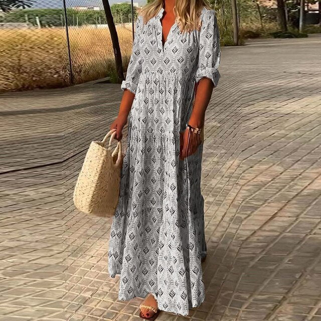 ANDROMEDA | Casual jurk met lange mouwen en V-hals