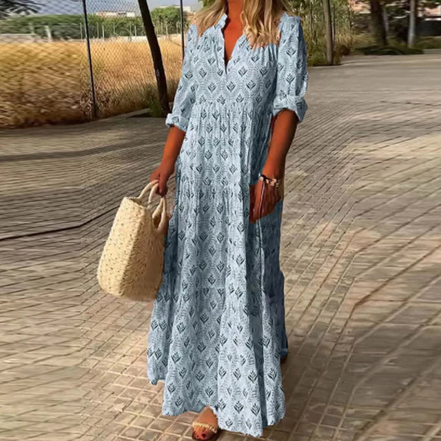 ANDROMEDA | Casual jurk met lange mouwen en V-hals