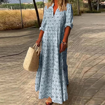 ANDROMEDA | Casual jurk met lange mouwen en V-hals