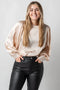 Satijnen champagne blouse met ballon mouwen
