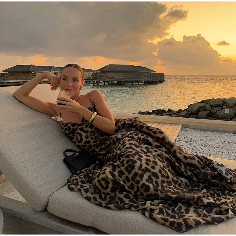 Chantal | Vintage Luipaardprint Maxi Jurk voor Dames