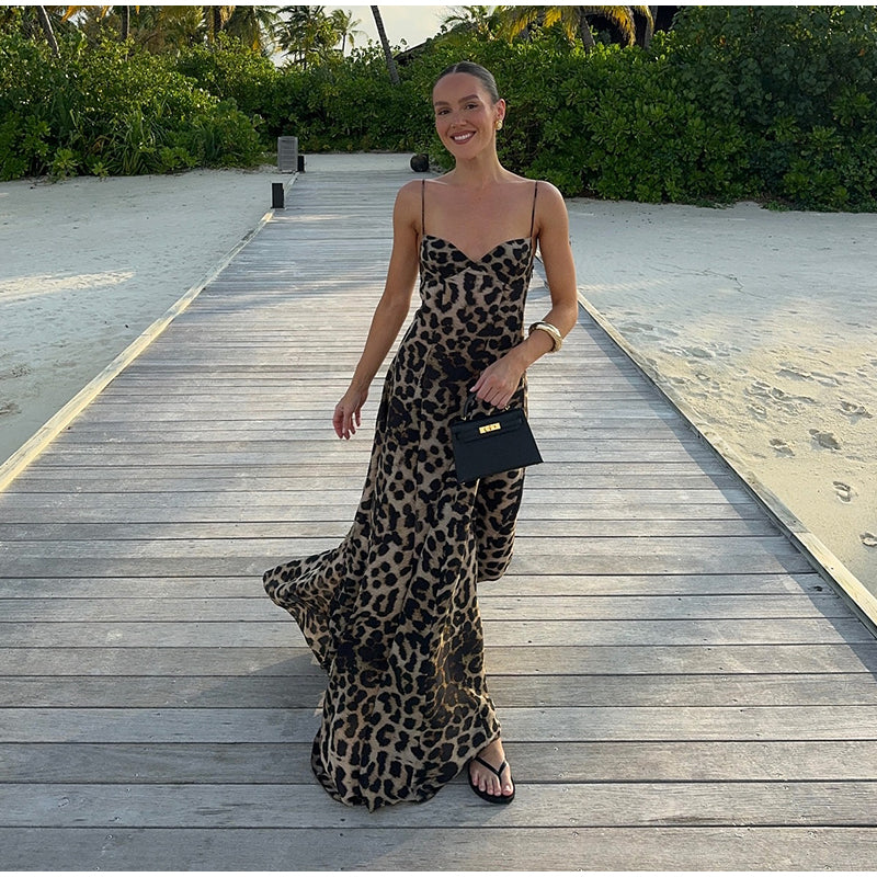 Chantal | Vintage Luipaardprint Maxi Jurk voor Dames