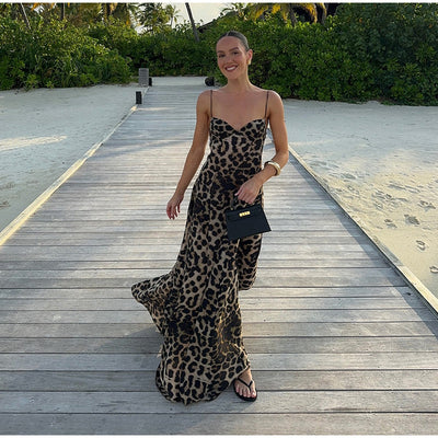 Chantal | Vintage Luipaardprint Maxi Jurk voor Dames
