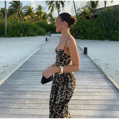 Chantal | Vintage Luipaardprint Maxi Jurk voor Dames