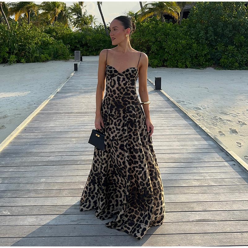 Chantal | Vintage Luipaardprint Maxi Jurk voor Dames