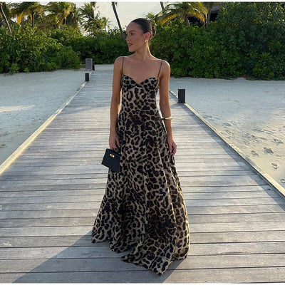 Chantal | Vintage Luipaardprint Maxi Jurk voor Dames