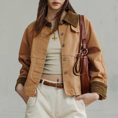 Cielo | Stijlvolle Jas met Vintage Corduroy Kraag