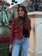 Cindy | Rode Geruite Damesblazer met Knopen