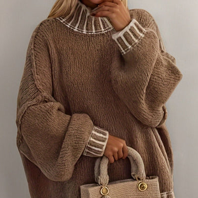 Colette | Oversized Trui met Hoge Kraag en Stijlvolle Details