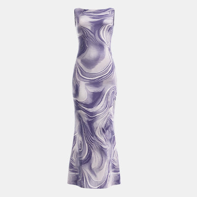 Colette | Mouwloze Maxi Bodycon Jurk met Artistieke Print