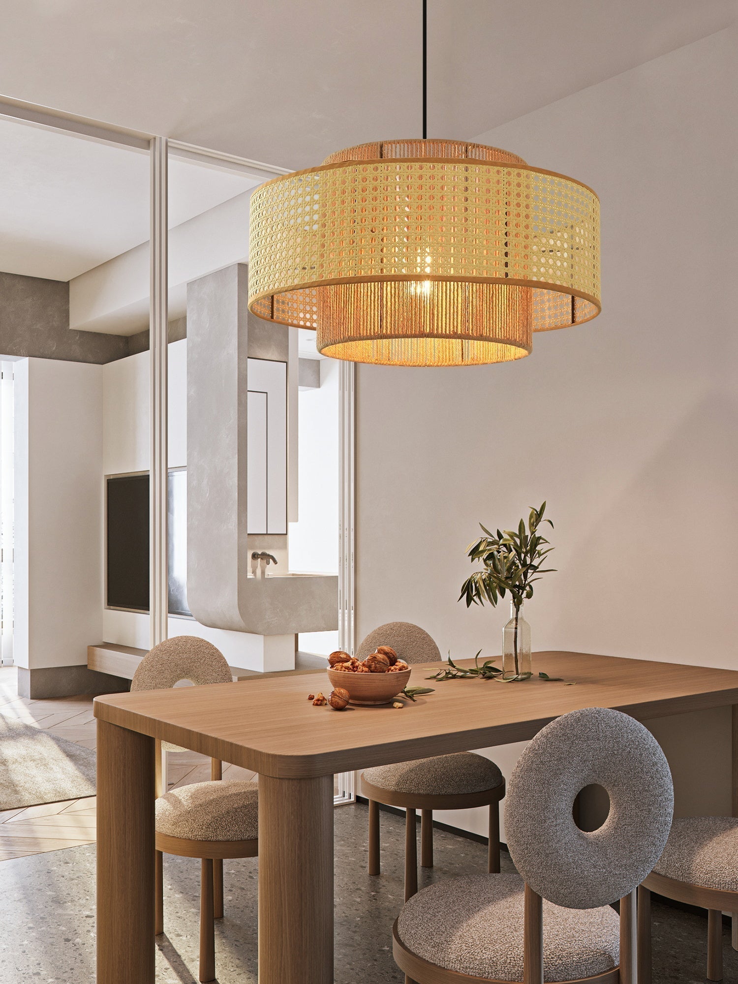 Ulshayra – Concentric Rattan Pendant Light