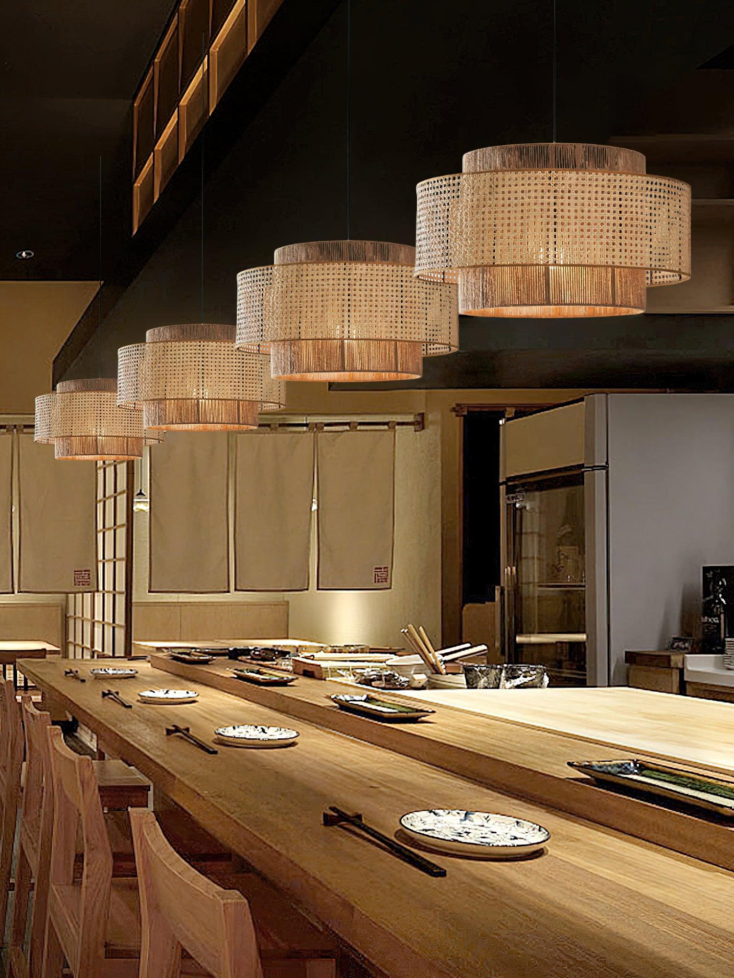 Ulshayra – Concentric Rattan Pendant Light