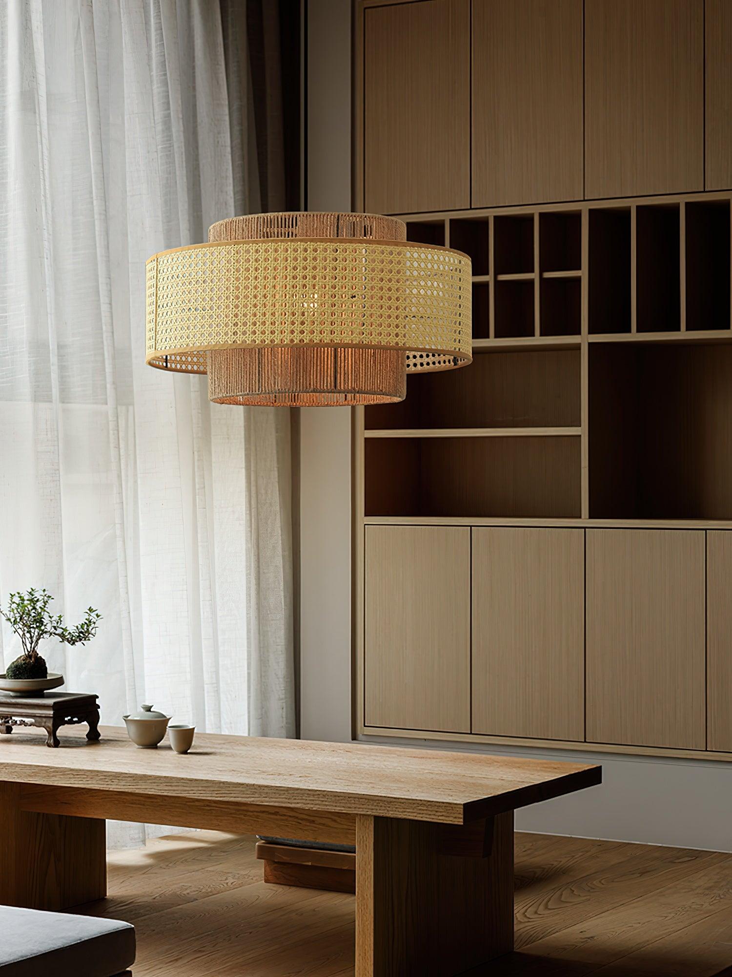 Ulshayra – Concentric Rattan Pendant Light