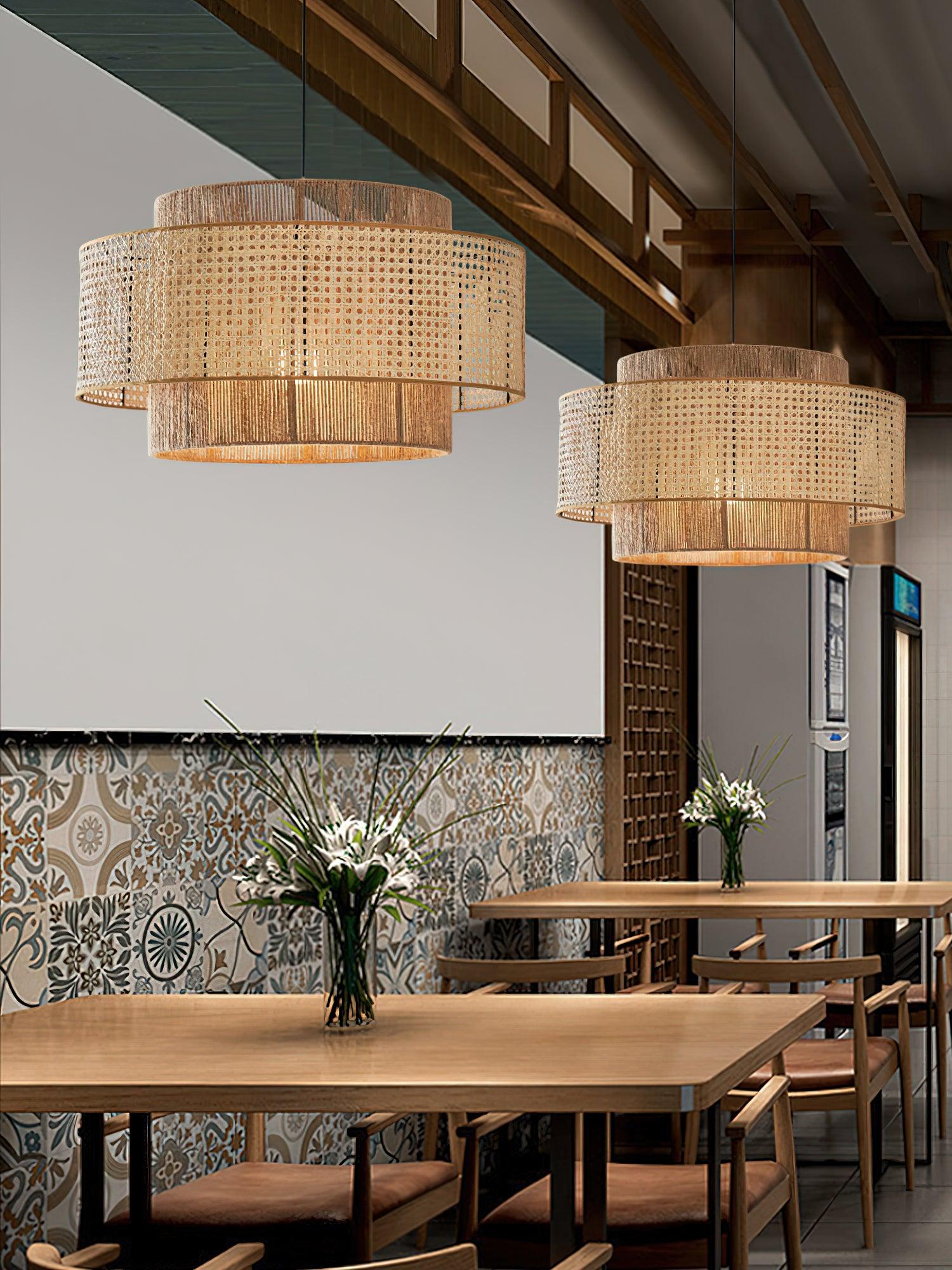Ulshayra – Concentric Rattan Pendant Light