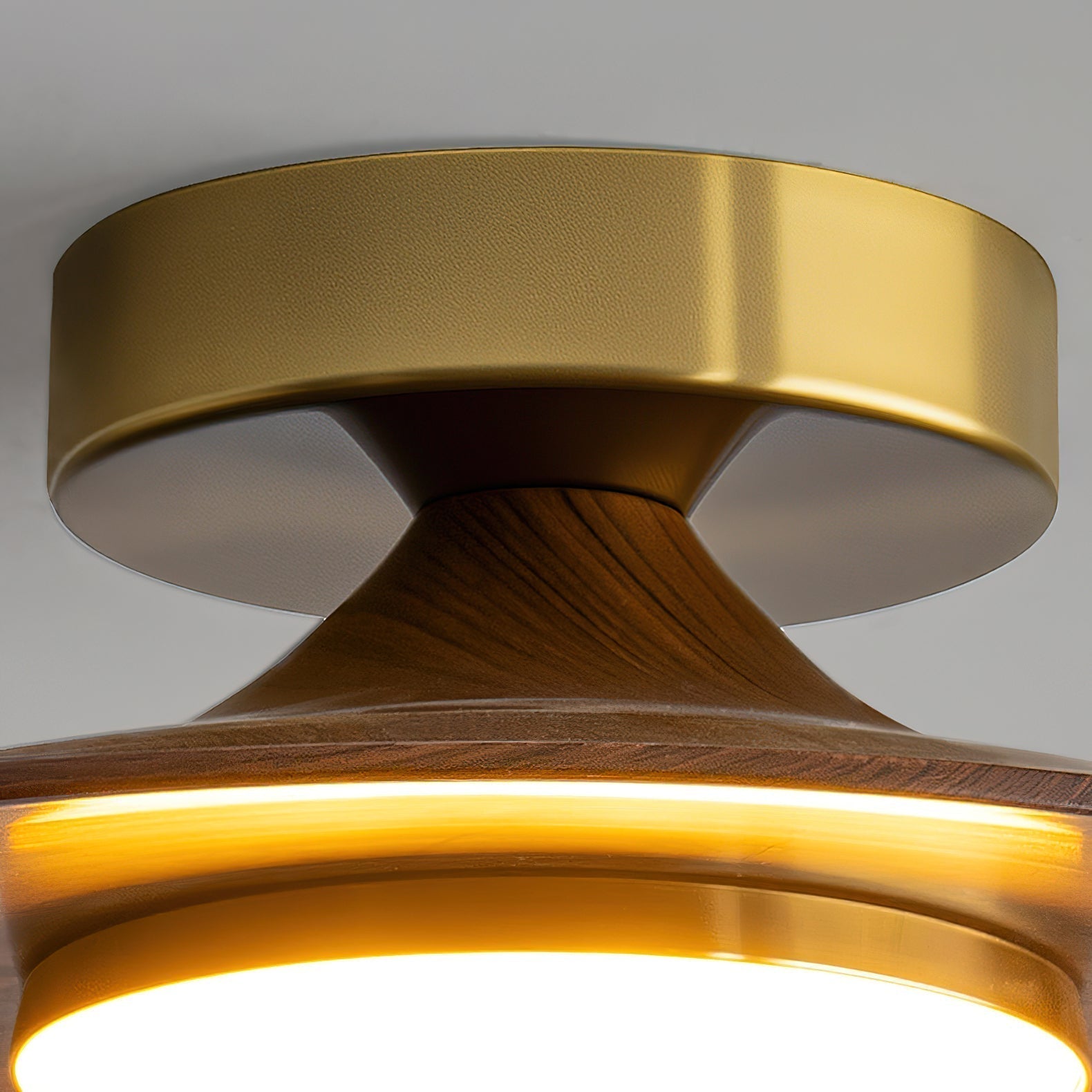 Cedora - Contemporary Flush Mount LED Ceiling Light Metal Frame Wood Accent 24cm