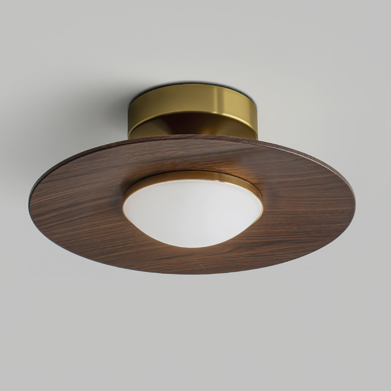 Cedora - Contemporary Flush Mount LED Ceiling Light Metal Frame Wood Accent 24cm