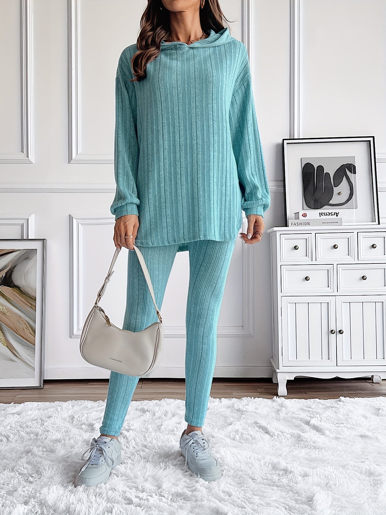 Coraline | Geribbelde Hoodie Set met Skinny Broek
