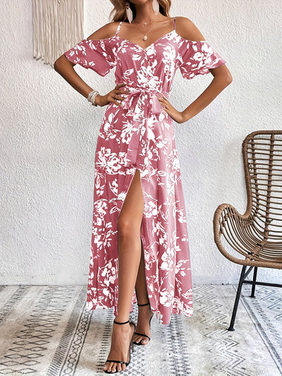 Courtney | Elegante Bloemenprint Maxi Jurk met Koude Schouders