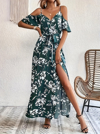 Courtney | Elegante Bloemenprint Maxi Jurk met Koude Schouders