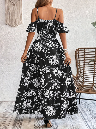 Courtney | Elegante Bloemenprint Maxi Jurk met Koude Schouders