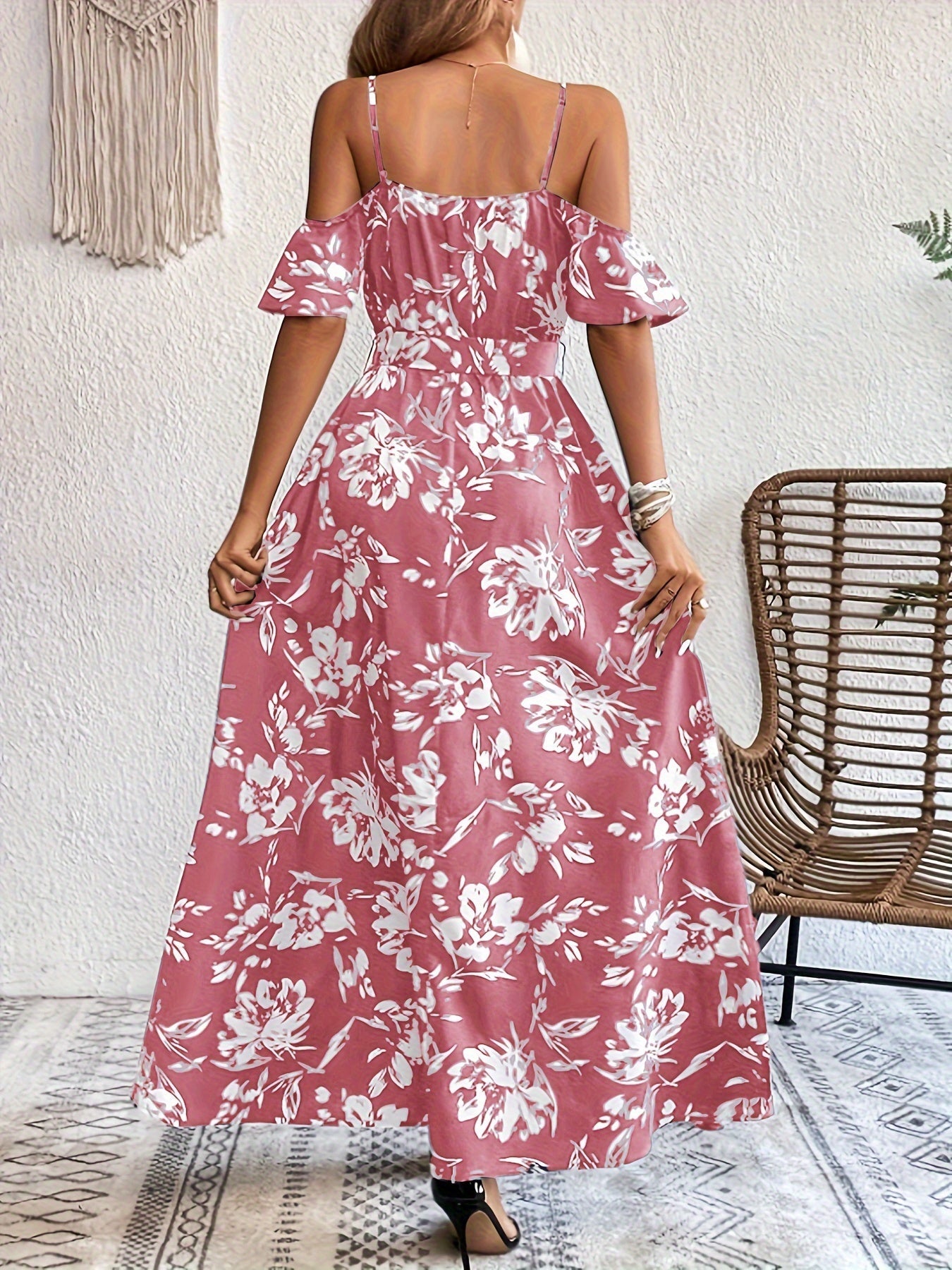 Courtney | Elegante Bloemenprint Maxi Jurk met Koude Schouders