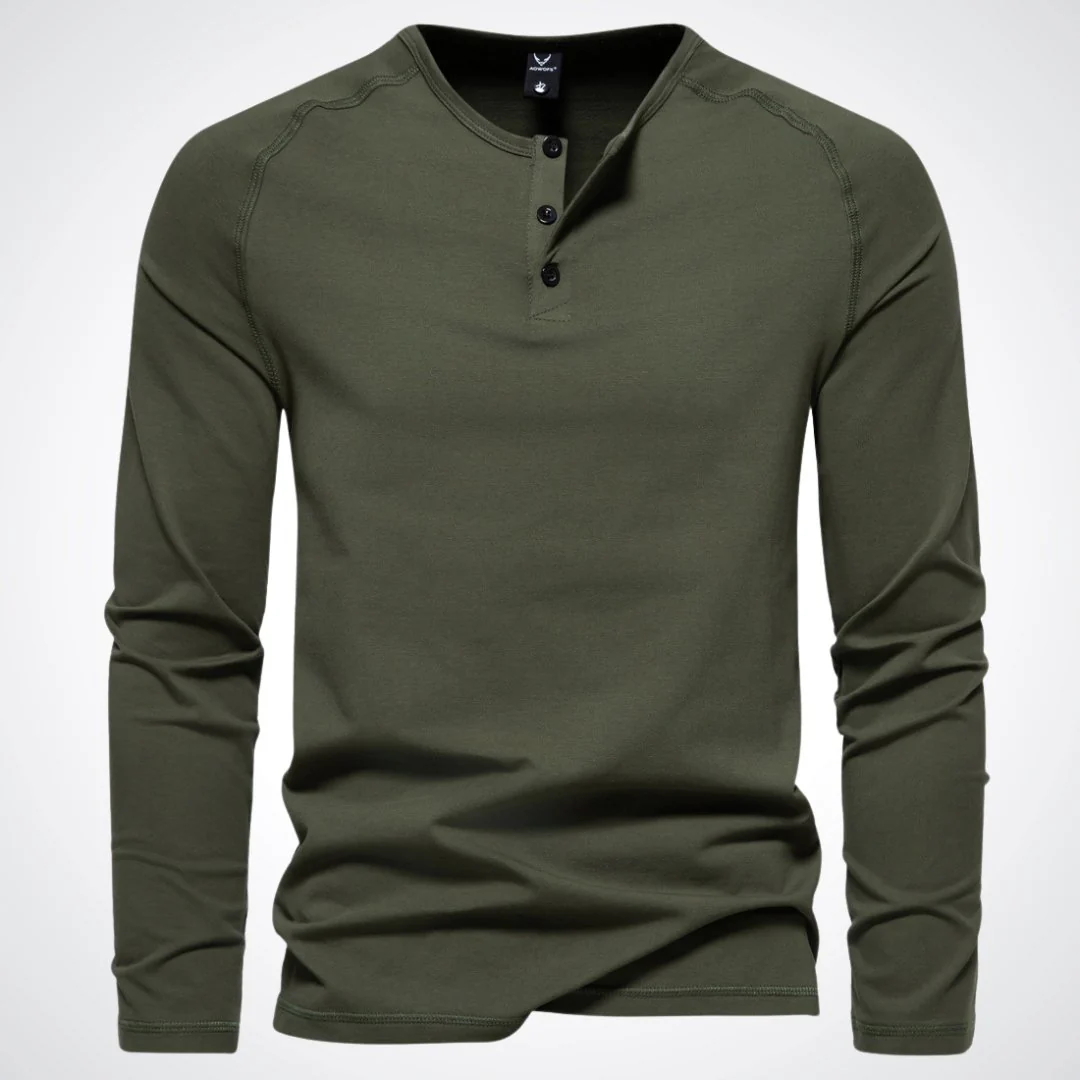Men's Henley long sleeve - Long sleeves and button closure at the neck