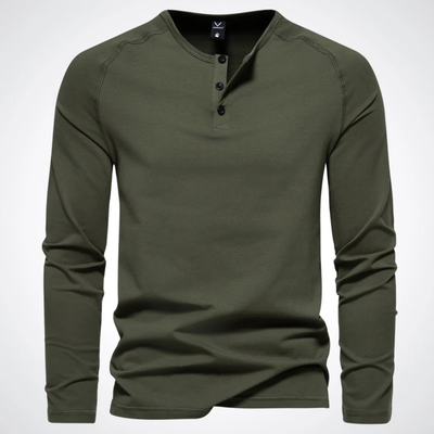 Men's Henley long sleeve - Long sleeves and button closure at the neck