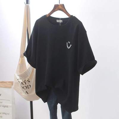 Dames T-shirt - Oversized Pasvorm - Ronde Hals - Smileyprint