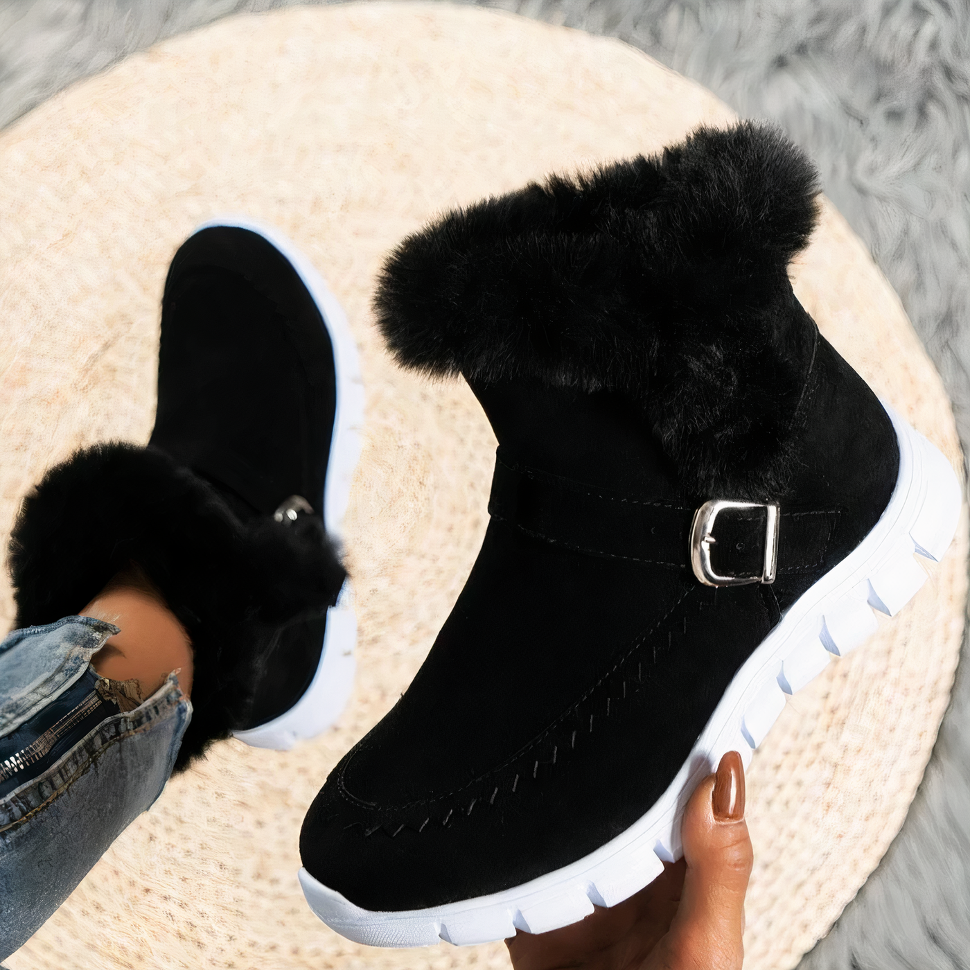 DESI - Ankle boots with fur