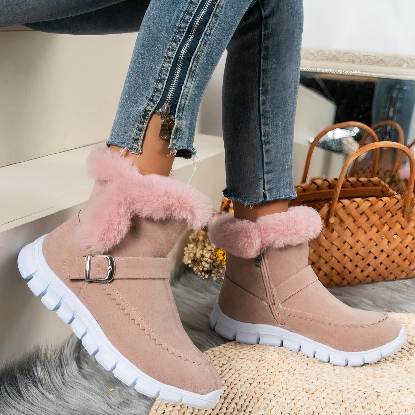 DESI - Ankle boots with fur