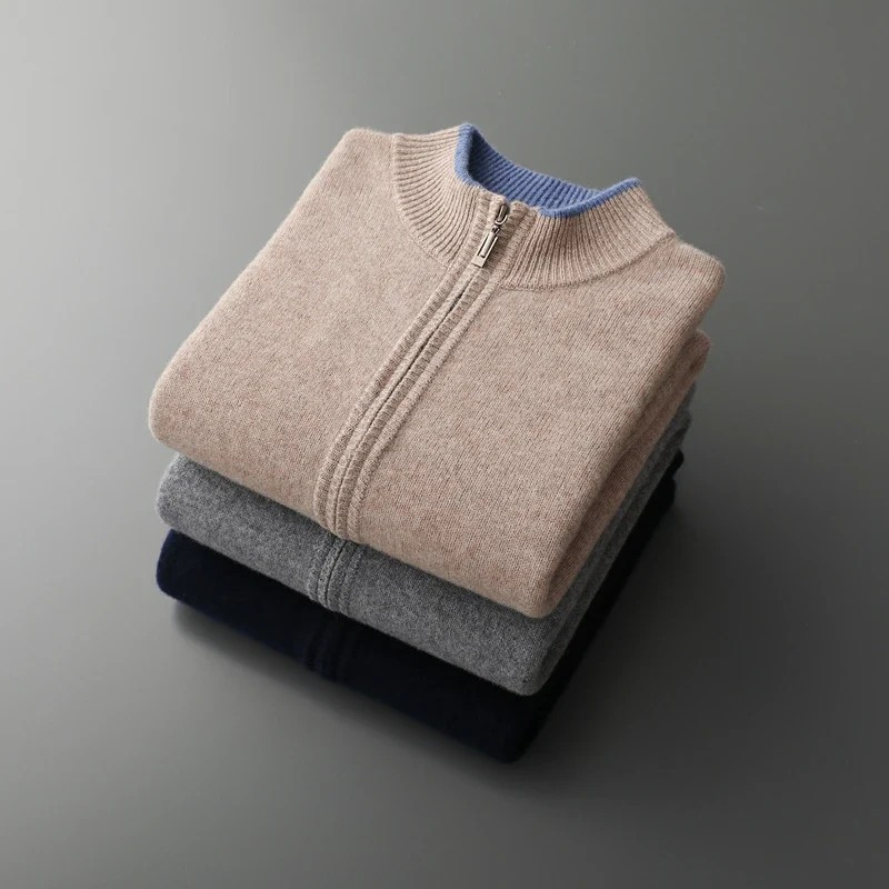 Merino - Heren wollen vest met rits