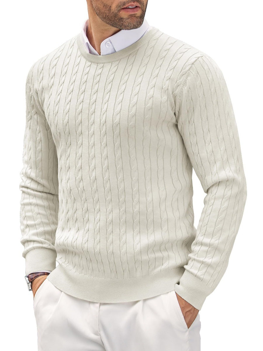 Slim fit fijn gebreide heren trui met ronde hals