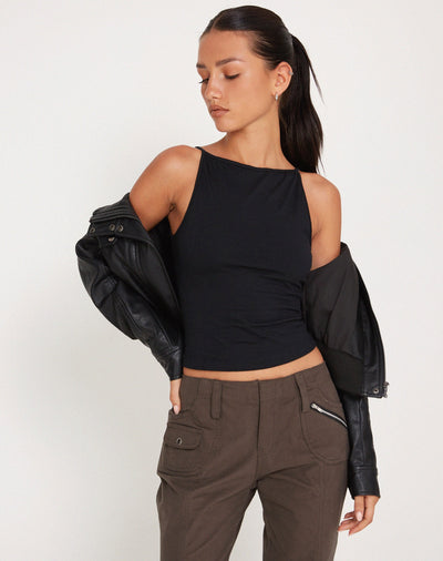 Giordana - Minimalist Halter Top in Timeless Black