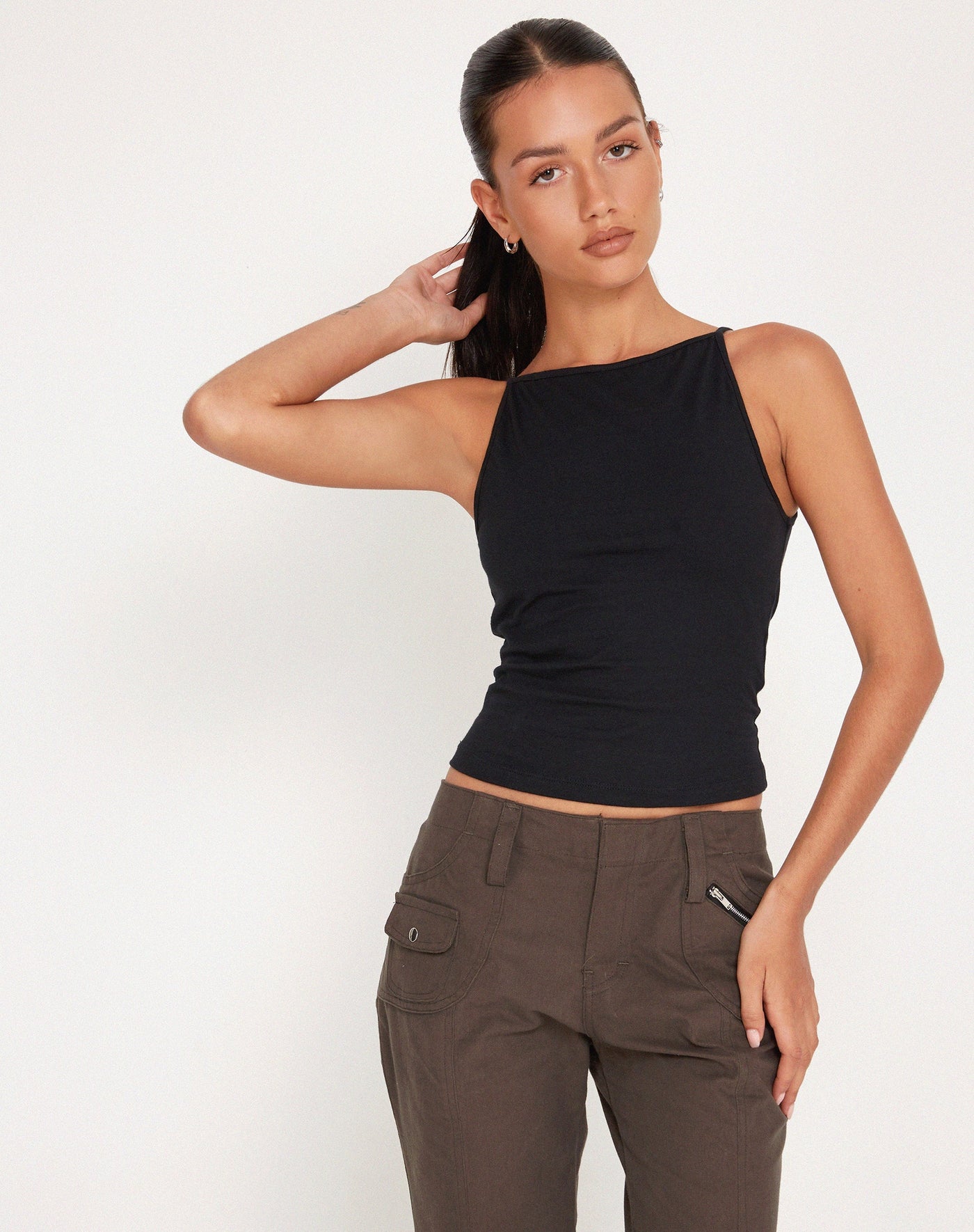 Giordana - Minimalist Halter Top in Timeless Black