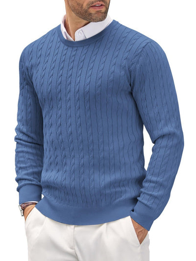 Slim fit fijn gebreide heren trui met ronde hals
