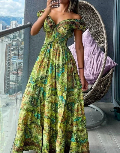 Lorena - Bedrukte Zomerjurk met Korte Mouwen