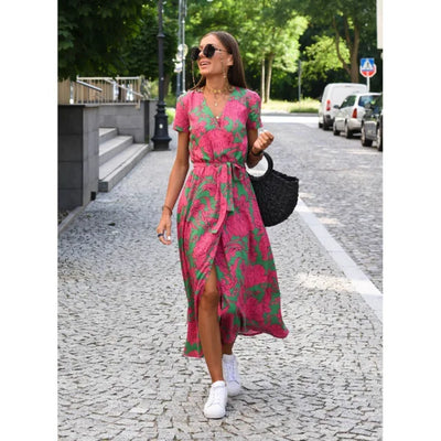 Talia - casual bedrukte jurk met split