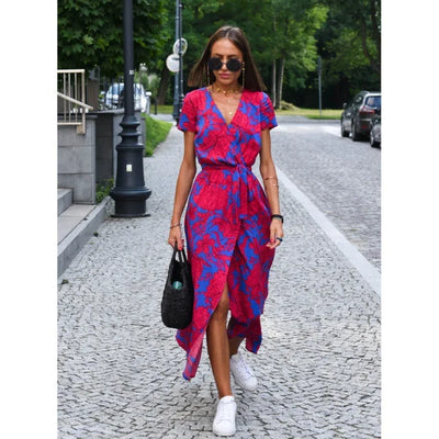 Talia - casual bedrukte jurk met split