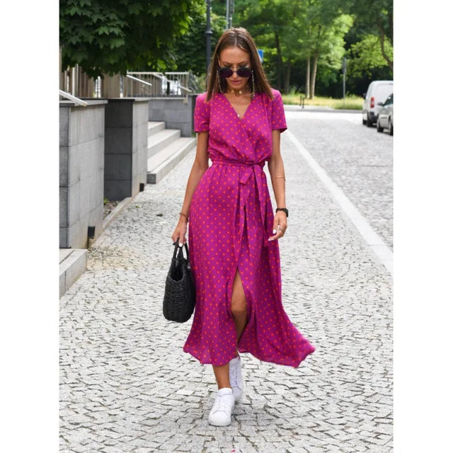 Talia - casual bedrukte jurk met split