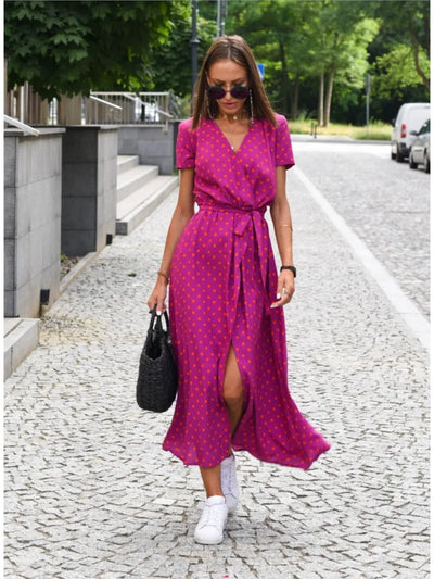 Talia - casual bedrukte jurk met split