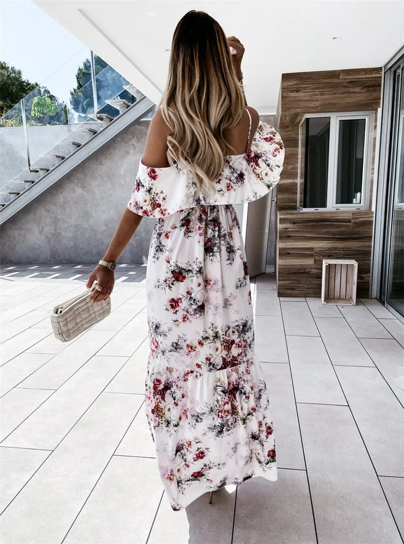 Rosemary - bloemige off-shoulder maxi jurk