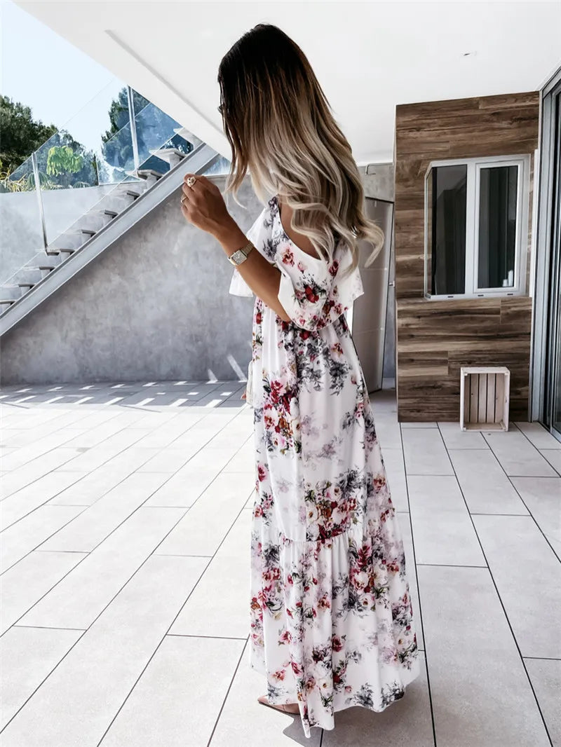 Rosemary - bloemige off-shoulder maxi jurk