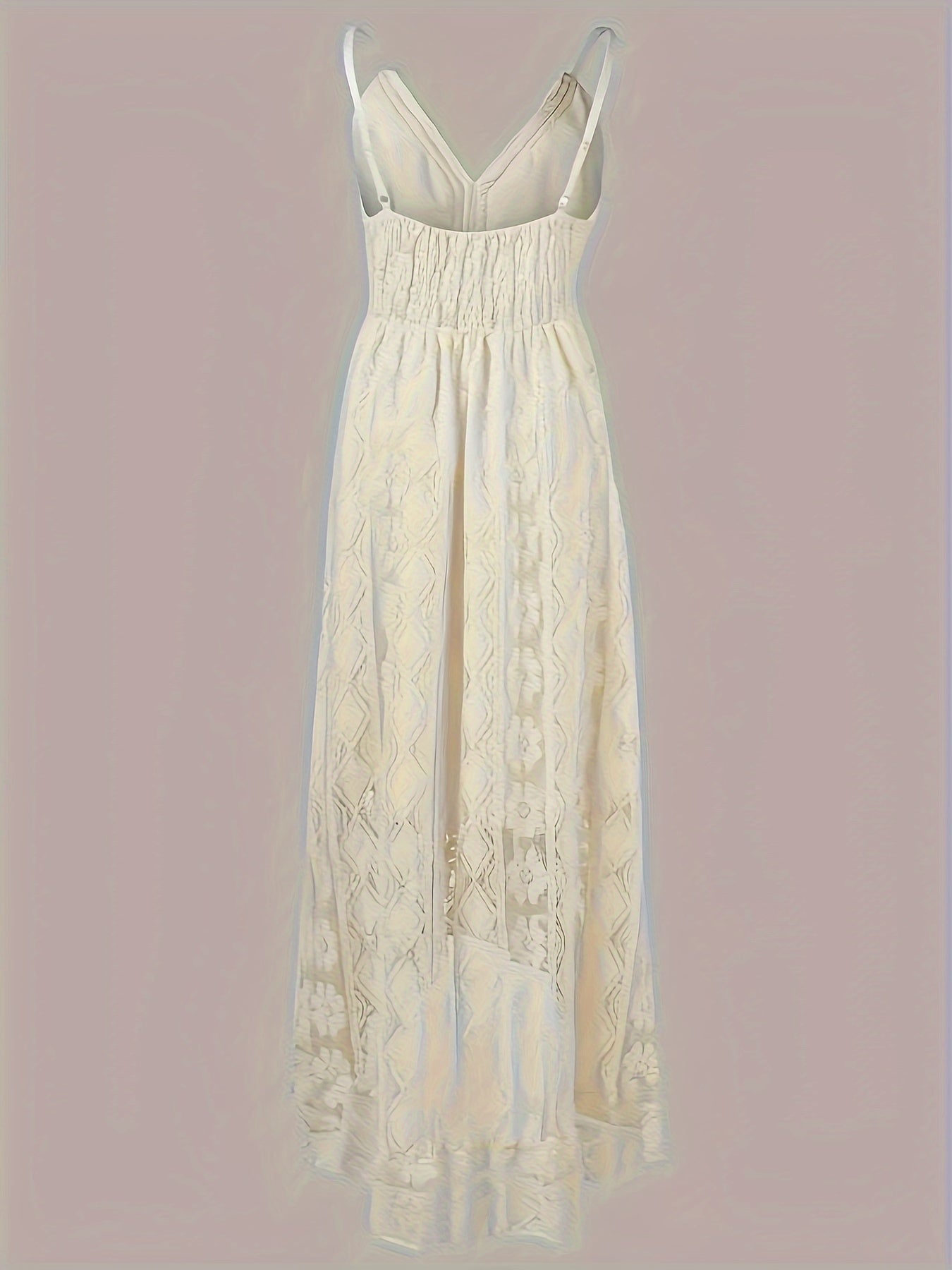 Danique | Elegante Kant Maxi Jurk met V-Hals en Flowy Zoom