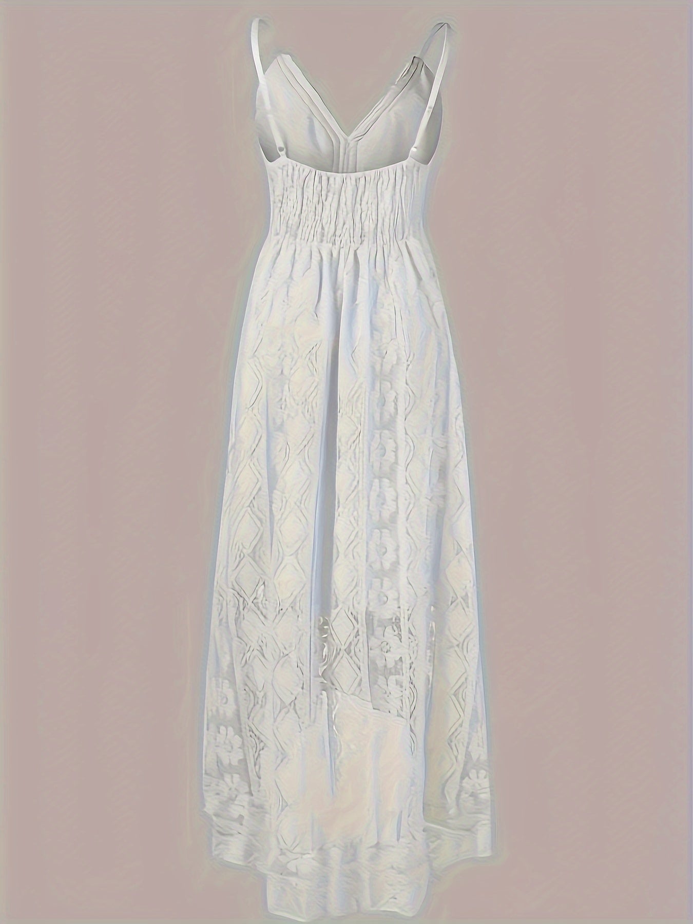 Danique | Elegante Kant Maxi Jurk met V-Hals en Flowy Zoom