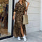Darcy | Vintage Luipaard Maxi Jurk met Lange Mouwen