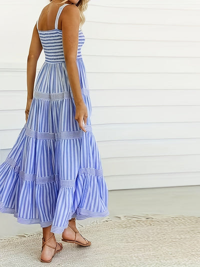 Darla | Stijlvolle Gestreepte Maxi Jurk met Elegante Pasvorm